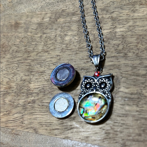 Silver Owl Pendant Necklace with magnetic switch outs - Picture 6 of 11